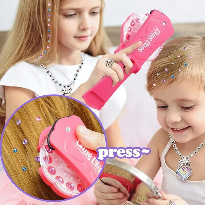 Hair Bedazzler készlet, Drágakő hajformázó 180 csillogó hajkővel, Hajkiegészítő gép, Gyémánt hajformázó " - Image 6