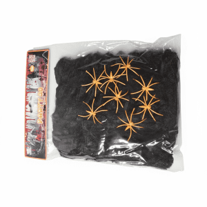 Halloweeni dekorációs pókháló 8 db pókkal