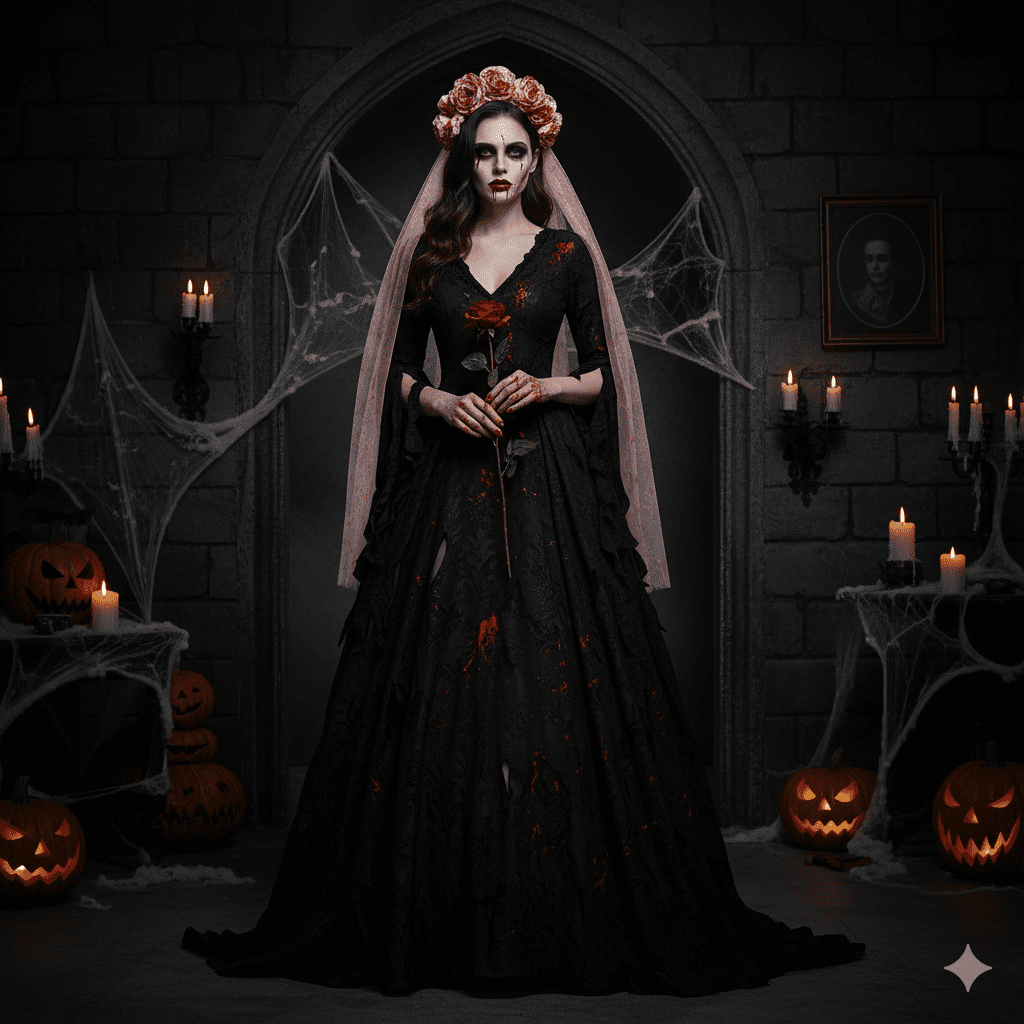 Fehér színű Halloweeni véres fátyol - Image 2