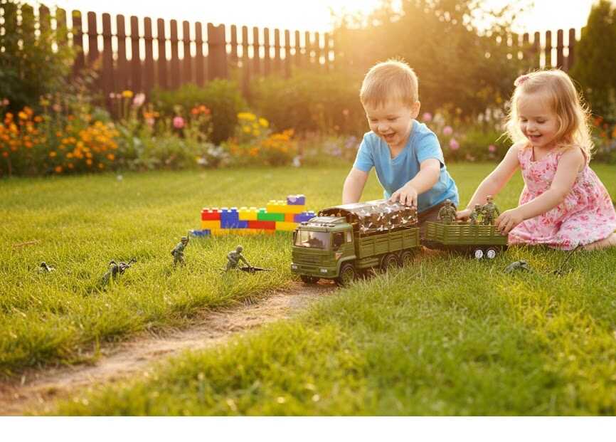 Terepmintás Játék katonai Teherautó Katonával - Image 2