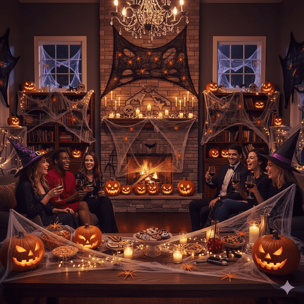 Halloweeni dekorációs pókháló 8 db pókkal - Image 3