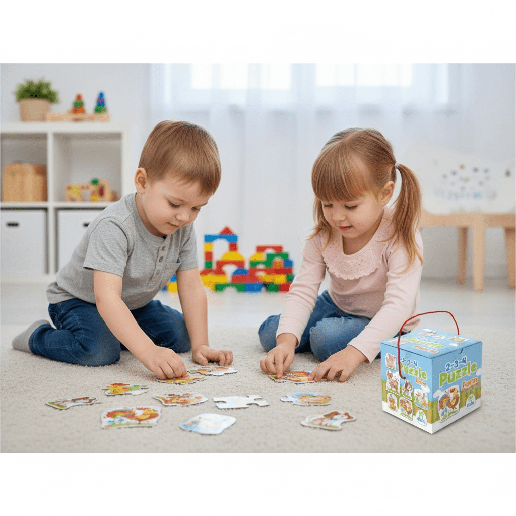 Gyermek fejlesztő 2-3-4 db os puzzle játék 11x11x11cm - Image 2