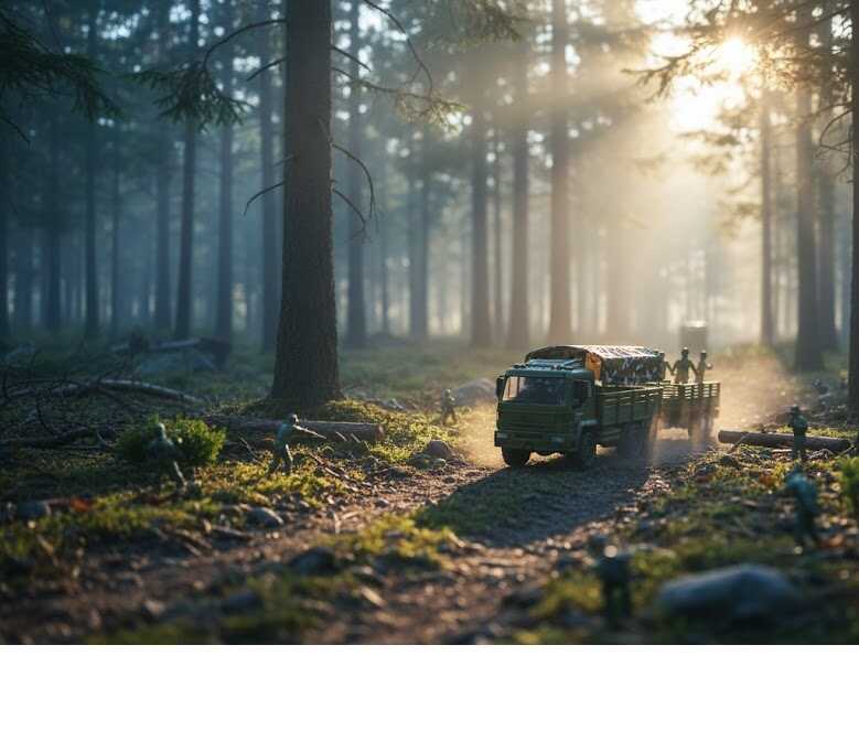 Terepmintás Játék katonai Teherautó Katonával - Image 3