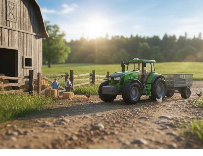 Játék Traktor Ketreces Utánfutóval - Zöld - Image 3