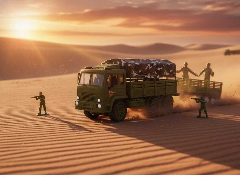 Terepmintás Játék katonai Teherautó Katonával - Image 4