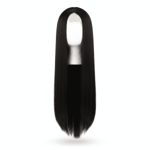 Fekete színű egyenes hajú paróka 65 cm hosszú