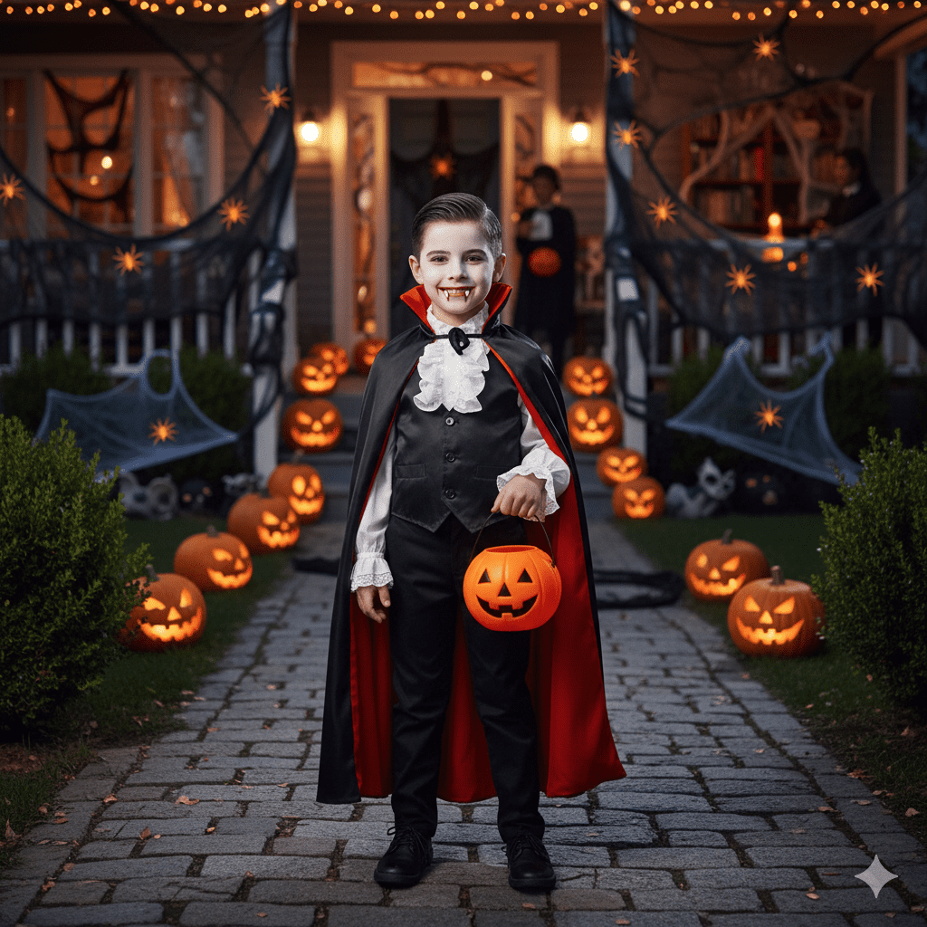 Piros fekete vámpir köpeny gyerekeknek - Image 4