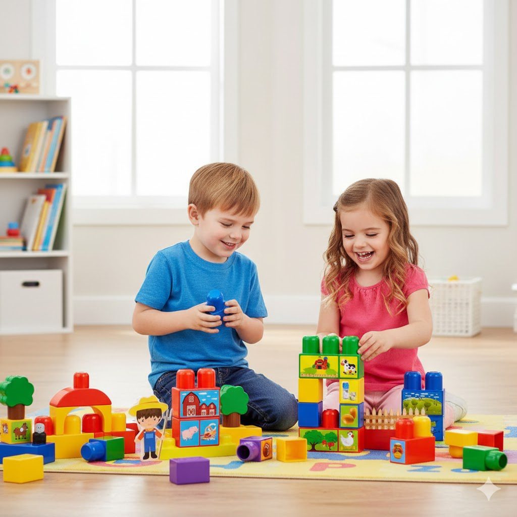 Fejlesztő Farm építőkocka játék gyerekeknek,ki mit eszik - Image 5