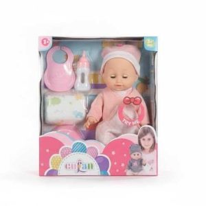 Játék baba kiegészítőkkel , pisil és hangot ad ki