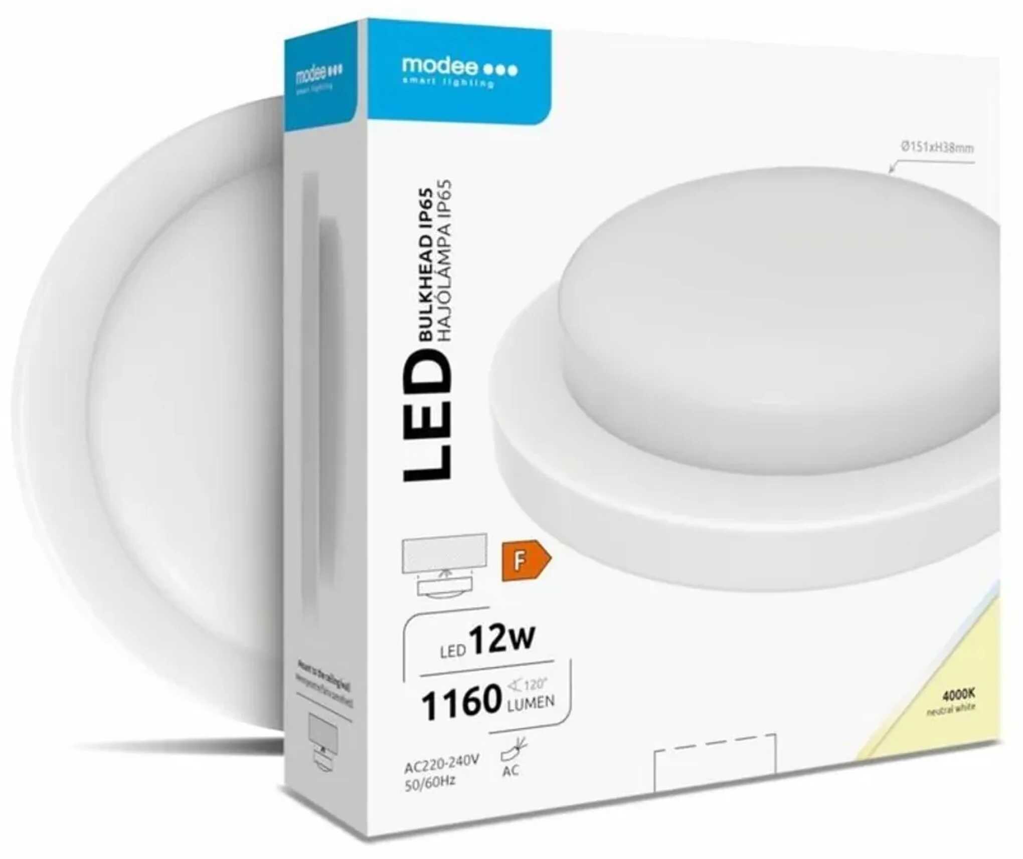 Modee LED Hajólámpa Kör led lámpa IP65 | 12W, 1160 Lumen, Semleges Fehér kültéri 15 cm