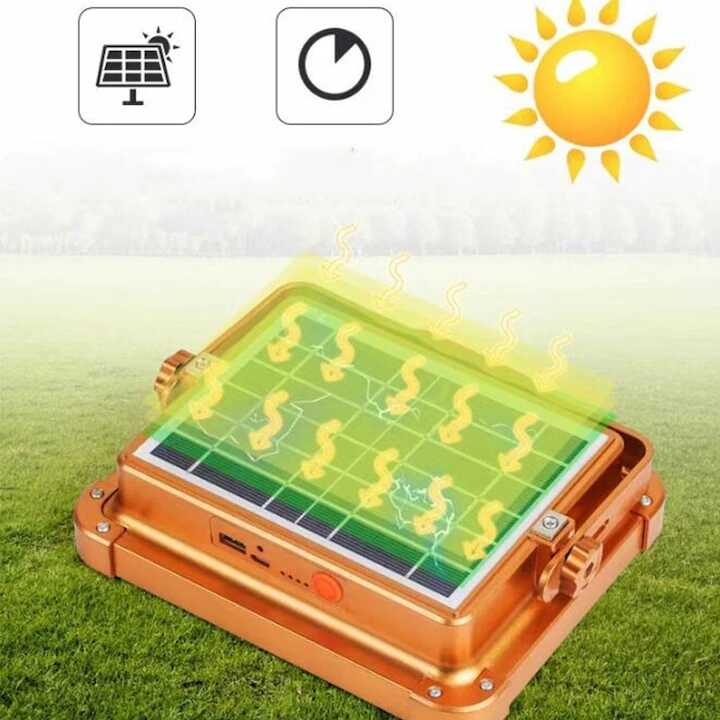 LED lámpa Hordozható reflektor kábeles napelemmel Vízálló 250W, 12000 mAh, Napelemes, Power Bank, IP66 W887A - Image 11