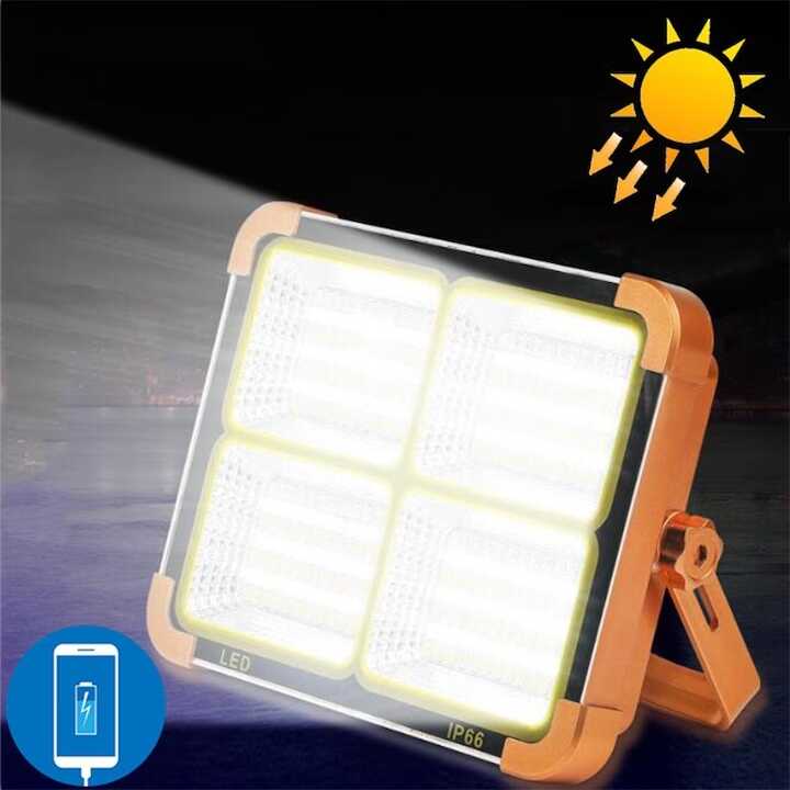 LED lámpa Hordozható reflektor kábeles napelemmel Vízálló 250W, 12000 mAh, Napelemes, Power Bank, IP66 W887A - Image 12