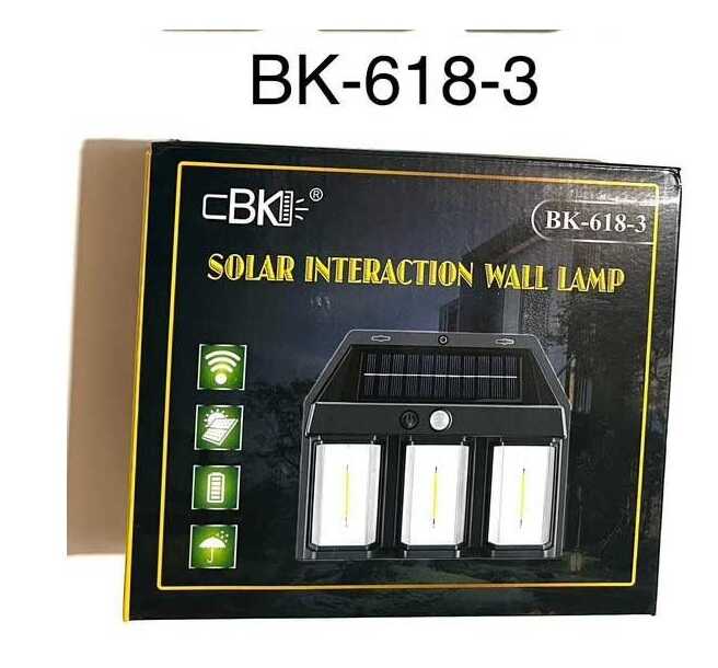 Napelemes Fali Lámpa, 3 Fejű, Mozgásérzékelős, 3 villágítási móddal IP65 CBK BK-618 - Image 5