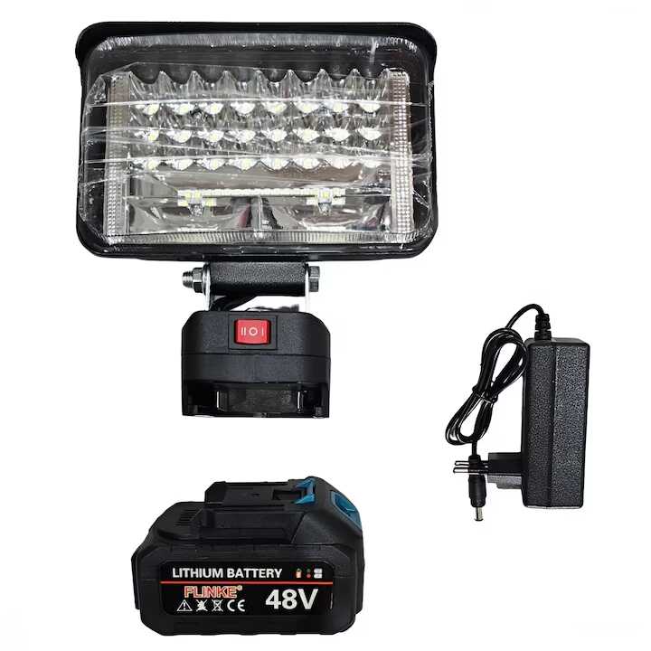 FLINKE Akkumulátoros LED Munkalámpa reflektor cserlhető szerszámgép akkumulátoral - 48V, 57 LED, 2000 LM FK-LAM-05 - Image 5