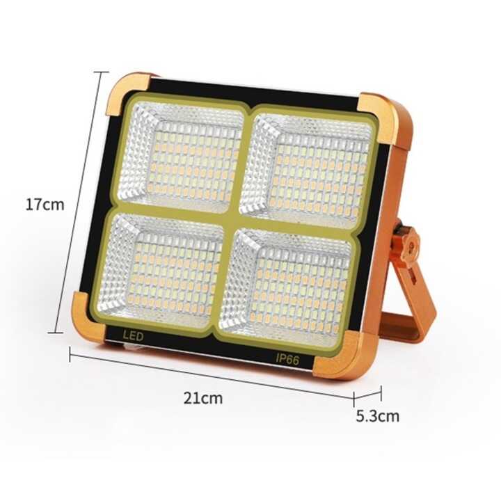 LED lámpa Hordozható reflektor kábeles napelemmel Vízálló 250W, 12000 mAh, Napelemes, Power Bank, IP66 W887A - Image 3