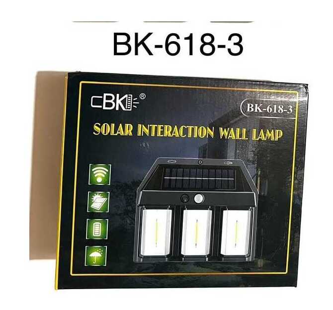 Napelemes Fali Lámpa, 3 Fejű, Mozgásérzékelős, 3 villágítási móddal IP65 CBK BK-618 - Image 4