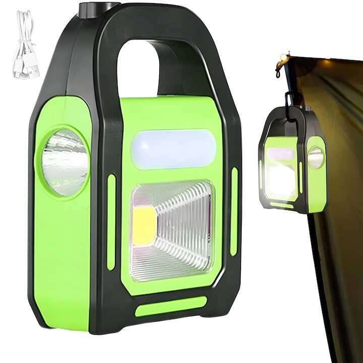 Hordozható Munkalámpa (COB+LED), 3in1 Tápellátás, Napelemes, IP65 Vízálló - Image 5