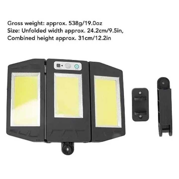 Napelemes Lámpa 3 Részes, 270 fokban álítható Mozgásérzékelős, Távirányítós 3 Akkumulátoros, IP65 Vízálló HS-V97 - Image 5