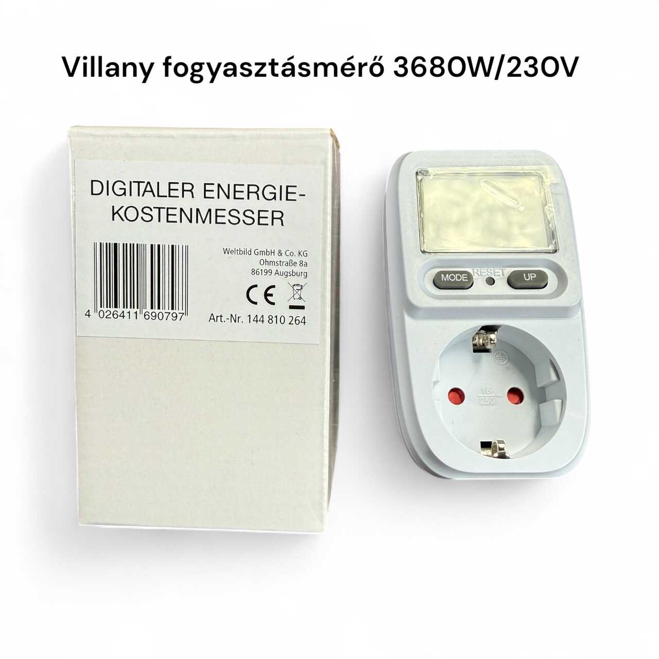 Digitális Energia Költségmérő - 3680W-os, Gyermekzáras Aljzat, Valós Idejű Fogyasztásfigyelés - Image 5