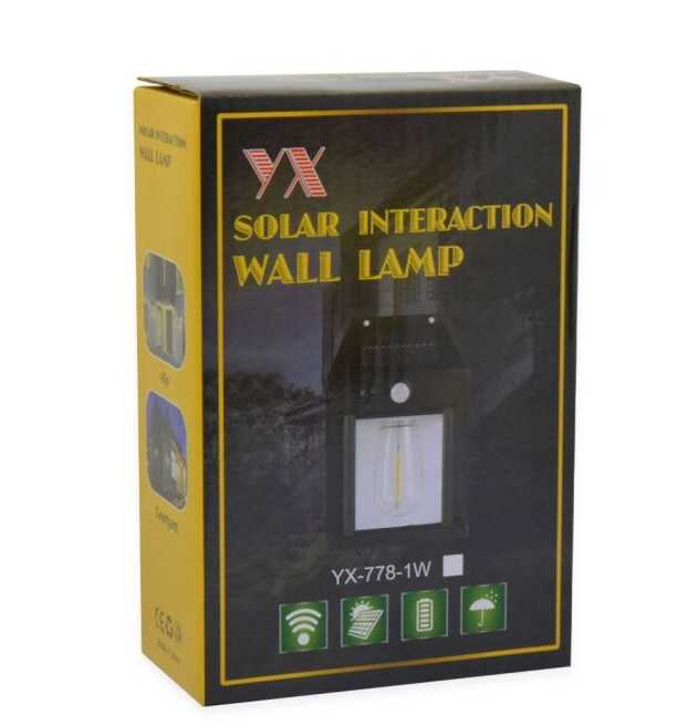 Kültéri Napelemes Fali Lámpa Mozgásérzékelővel körte led izzóval YX-778-1W - Image 5