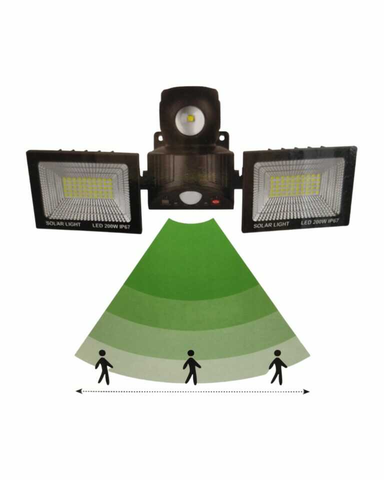 Napelemes Dupla Reflektor,200 w Dupla LED, Mozgásérzékelős, Távirányítóval 180 fokban forgatható IP67XG-T50 (6000 mAh) - Image 5