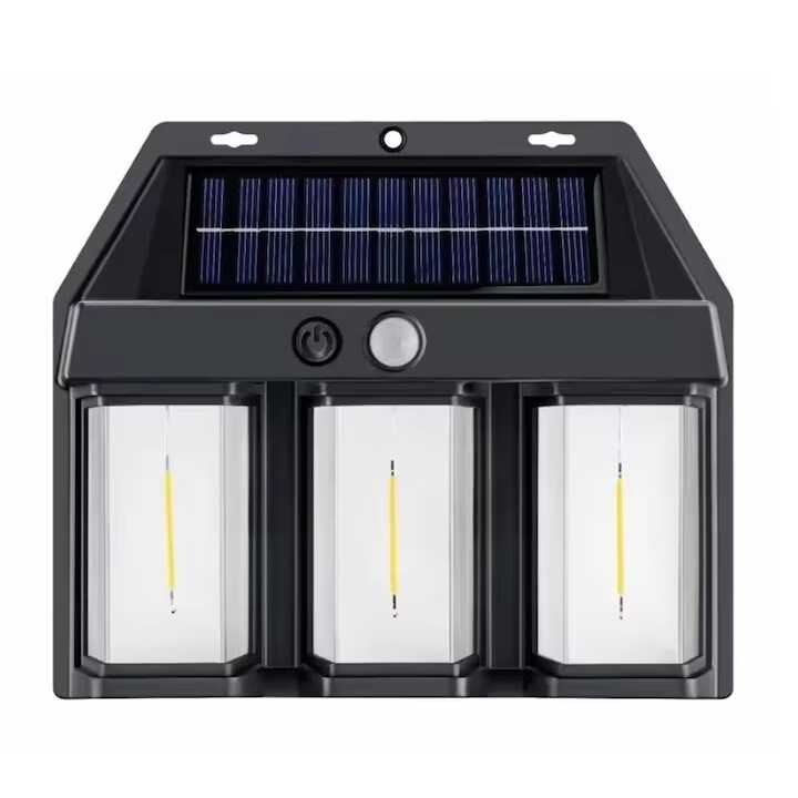 Napelemes Fali Lámpa, 3 Fejű, Mozgásérzékelős, 3 villágítási móddal IP65 CBK BK-618