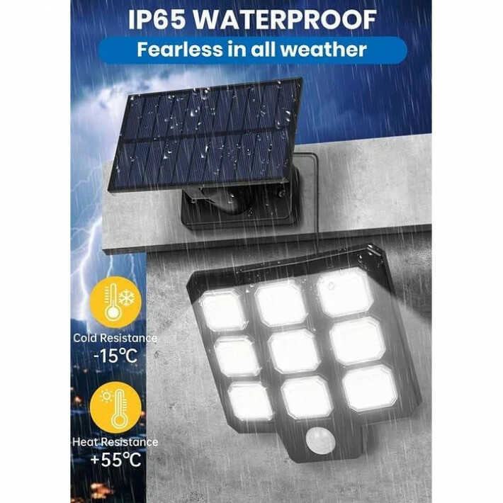 Napelemes LED Lámpa, 9 LED, Különálló Napelemmel , Mozgásérzékelős LF-3307A - Image 6