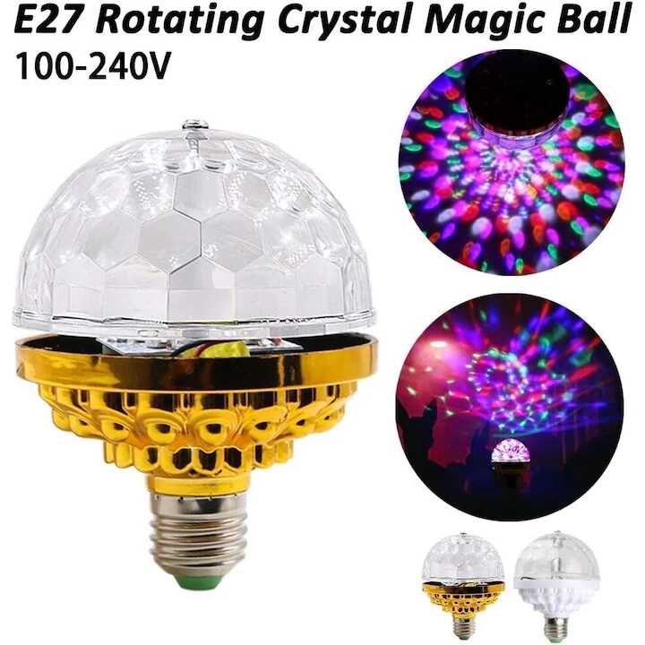 LED Diszkó Izzó E27 - Forgó, Színes RGB Fényeffektus Gyémánt Formában - Image 6