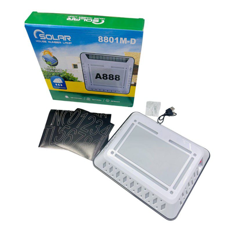 Napelemes Házszám és lámpa 2 in 1 Világítás - Vízálló, Két Színű LED SOLAR 8801M-D