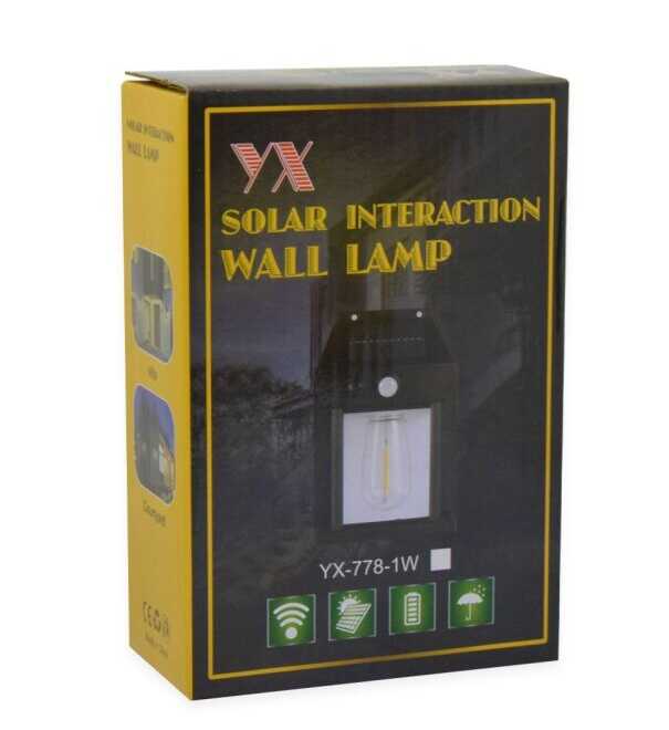 Kültéri Napelemes Fali Lámpa Mozgásérzékelővel körte led izzóval YX-778-1W - Image 2