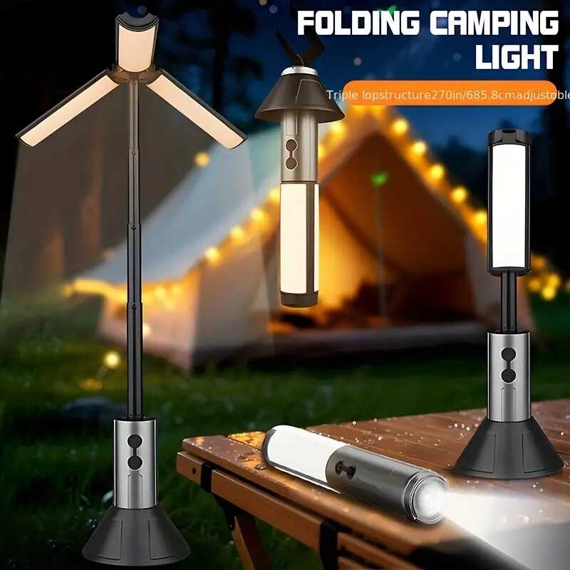 Szuper Fényes multifunkciós teleszkópos Kempinglámpa - Újratölthető, 54 LED-es, Állítható Fényű YD-2324 - Image 5