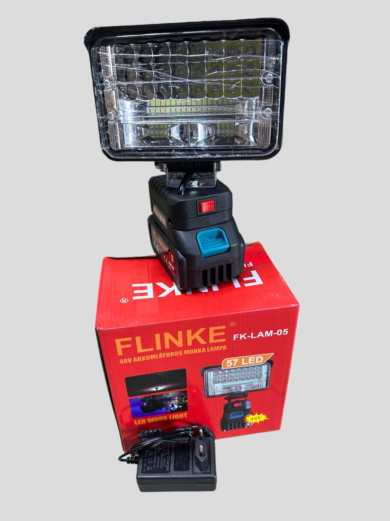 FLINKE Akkumulátoros LED Munkalámpa reflektor cserlhető szerszámgép akkumulátoral - 48V, 57 LED, 2000 LM FK-LAM-05 - Image 2