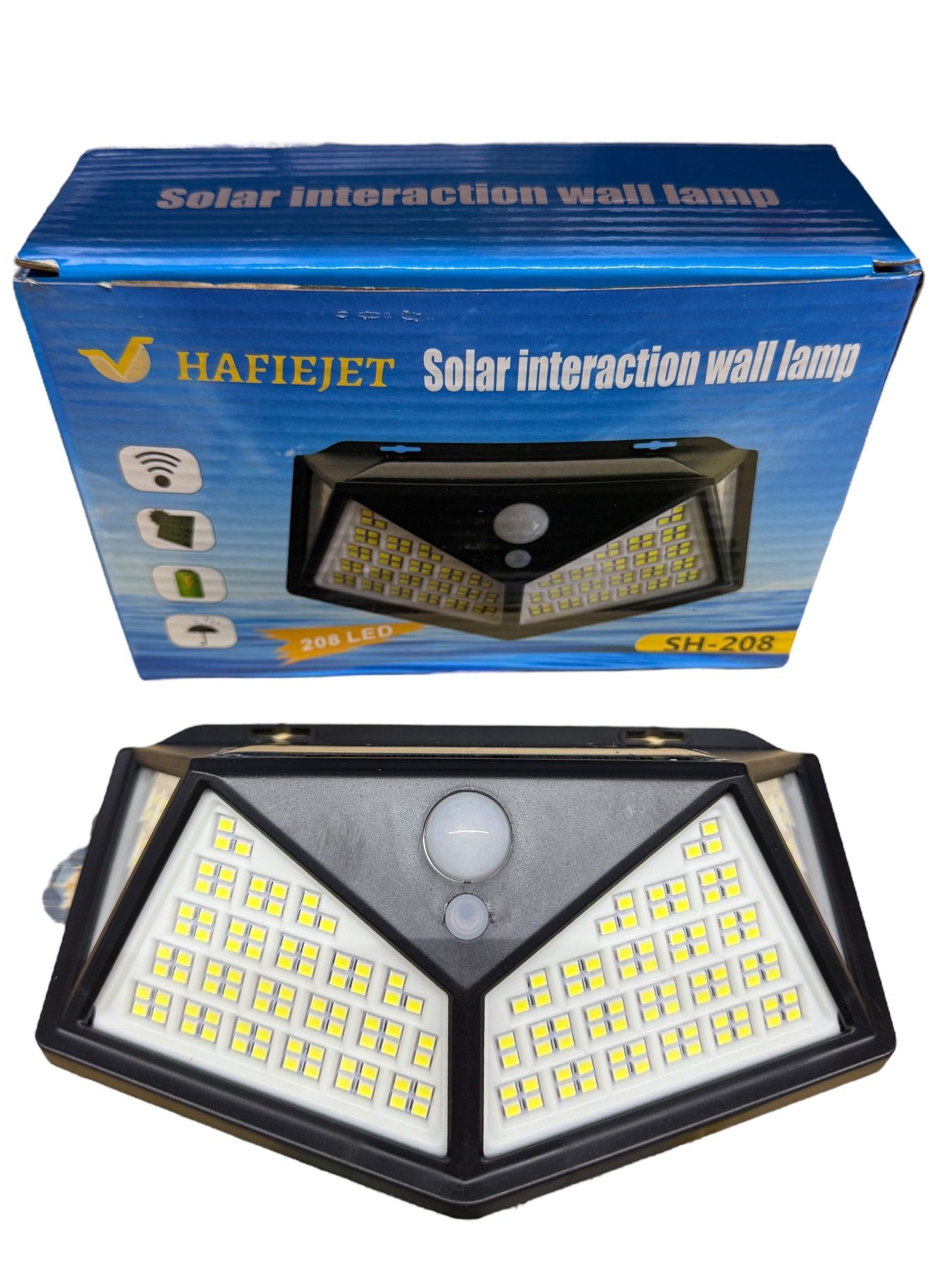 Napelemes Fali Lámpa: 208 LED-es, Mozgásérzékelős, Vízálló SH-208