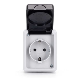 "Vízálló falon kívüli konnektor csapófedéllel IP44 szürke-fekete Aigostar Aigostar"