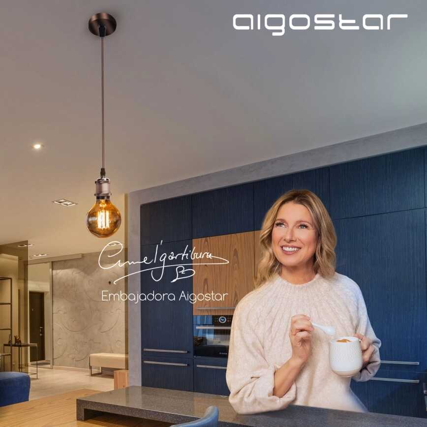 1 méteres Izzó tartó modern (felfüggesztés) 1 méter E27 vörösréz Aigostar