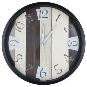 Modern márvány mintás kerek analóg falióra világos fa hatású kerettel 30 cm Torch