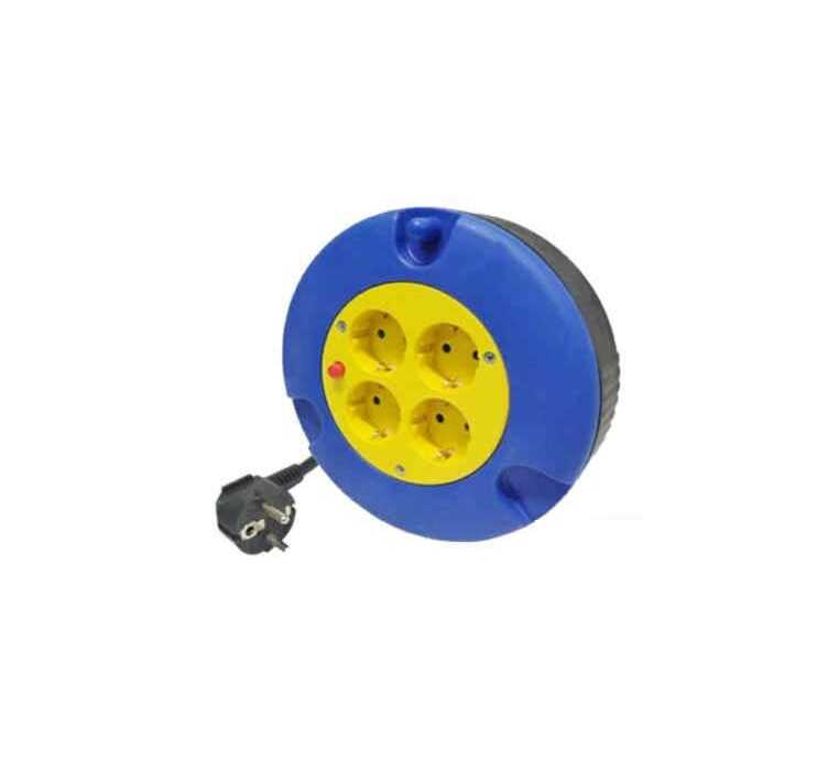 5 méteres kábeldob hosszabító 3G1.5mm 4-es Hálózatelosztóval IP20 beltéri kék/sárga Extra Star