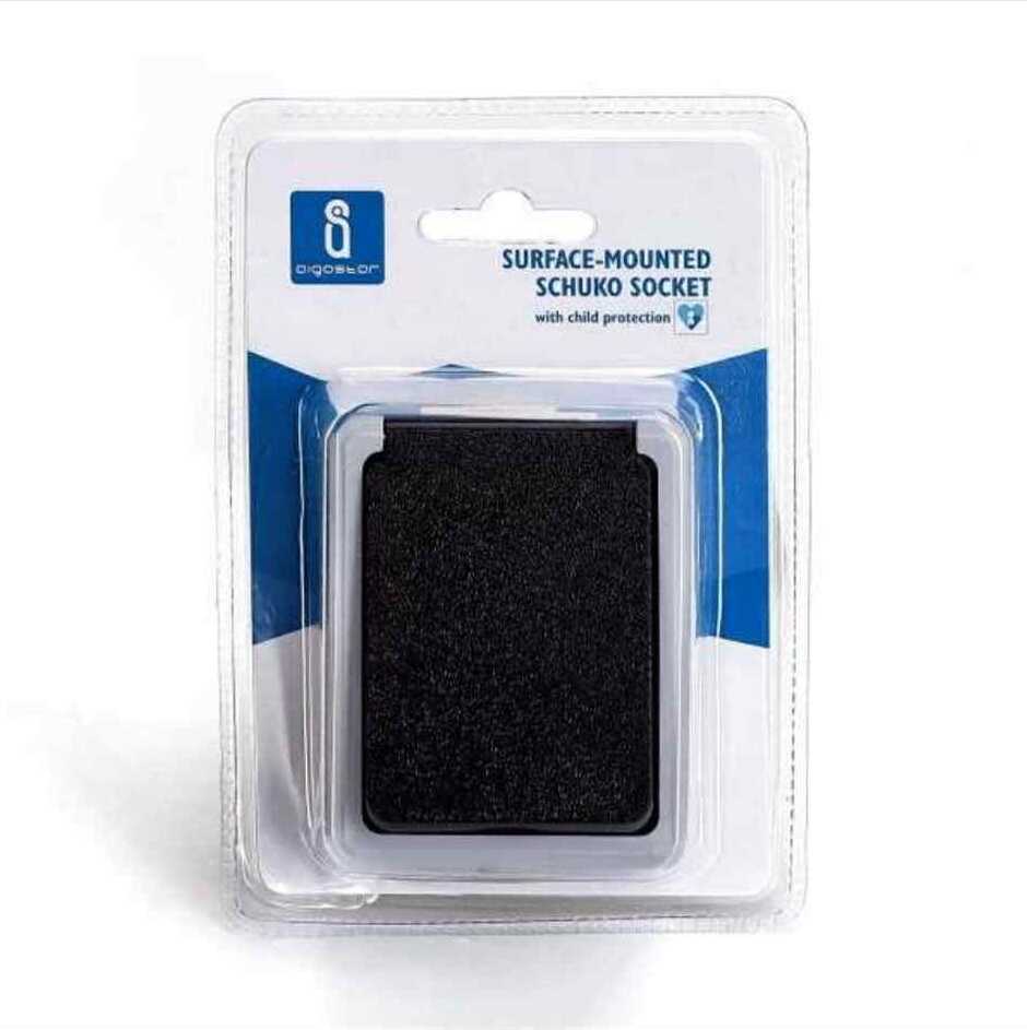 "Vízálló falon kívüli konnektor csapófedéllel IP44 szürke-fekete Aigostar Aigostar"