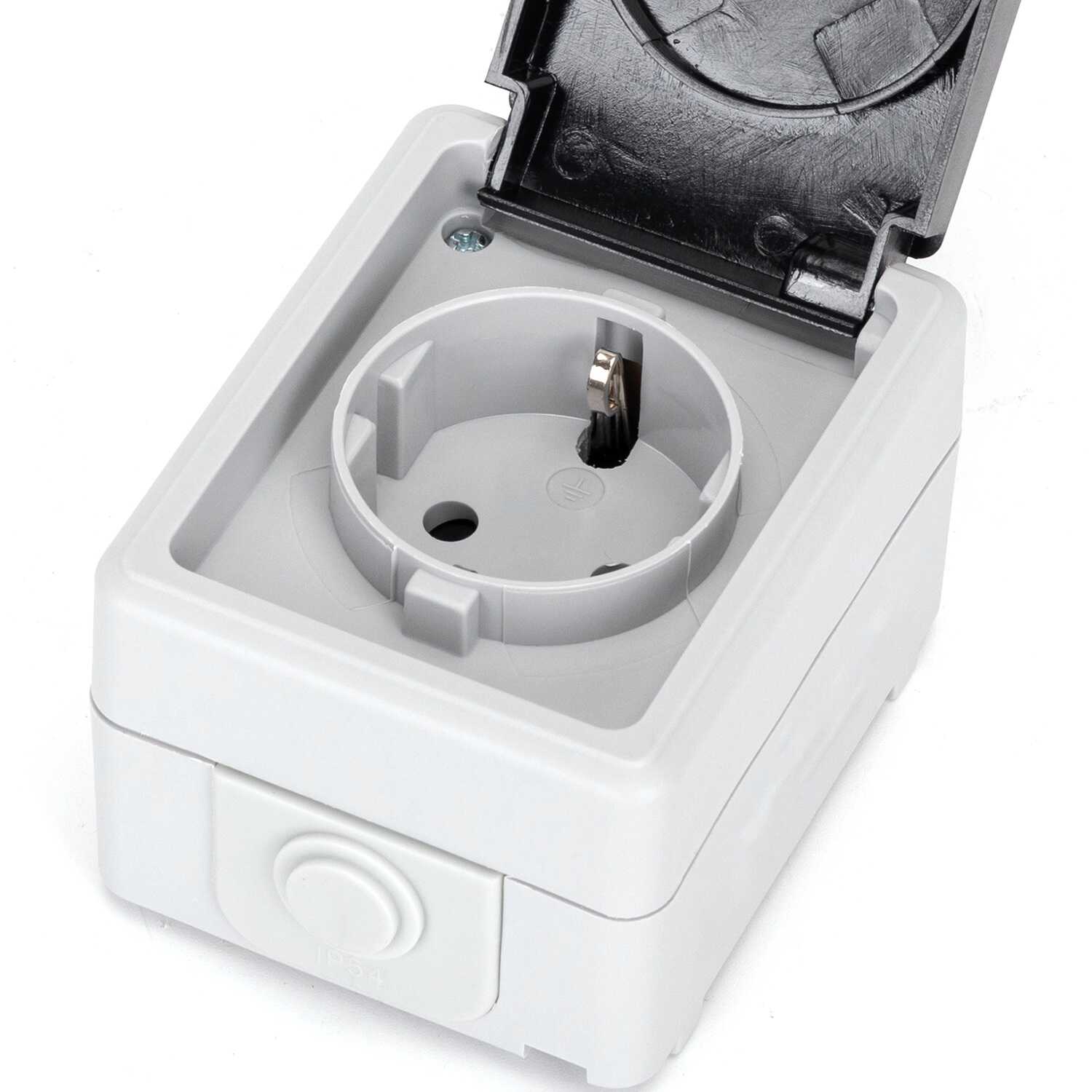 "Vízálló falon kívüli konnektor csapófedéllel IP44 szürke-fekete Aigostar Aigostar"