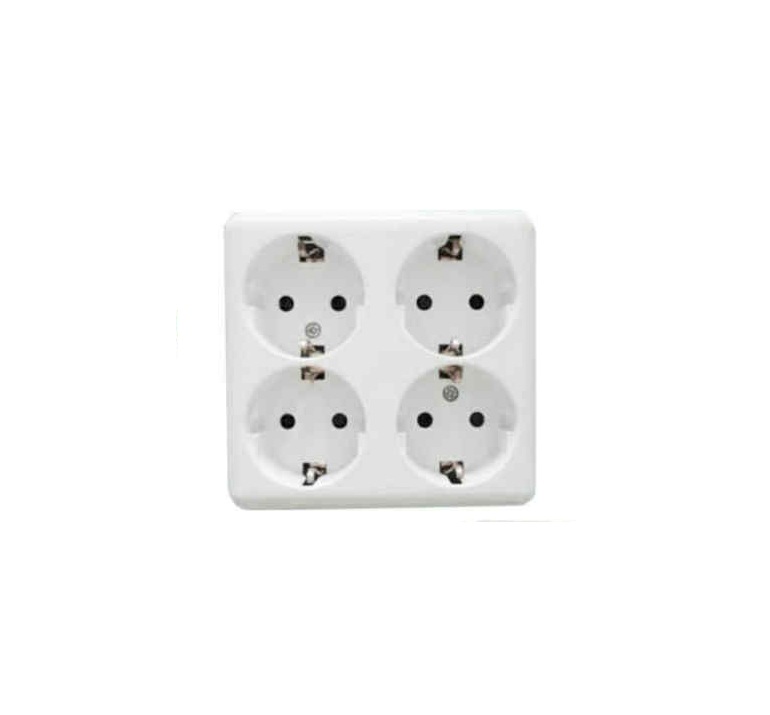 Négyes falon kívüli hálózati aljzat (elosztó) 16A 250V IP20 beltéri fehér Extra Star