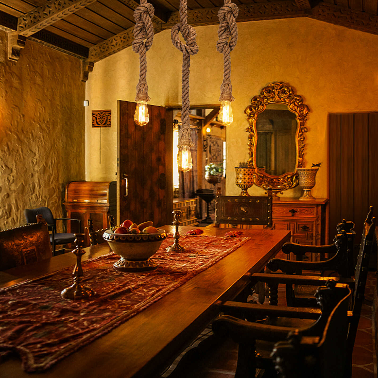 Izzó tartó Modern Kötélizzó tartó (felfüggesztés) 1 méter E27 kenderkötél Aigostar