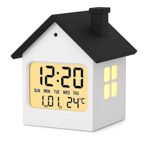 Digitális Asztali Óra és Komfortmonitor házikó formáju