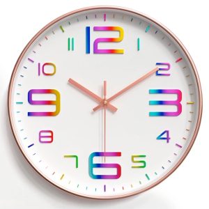 Arany keretes színes számos kerek analóg falióra 22 cm Torch