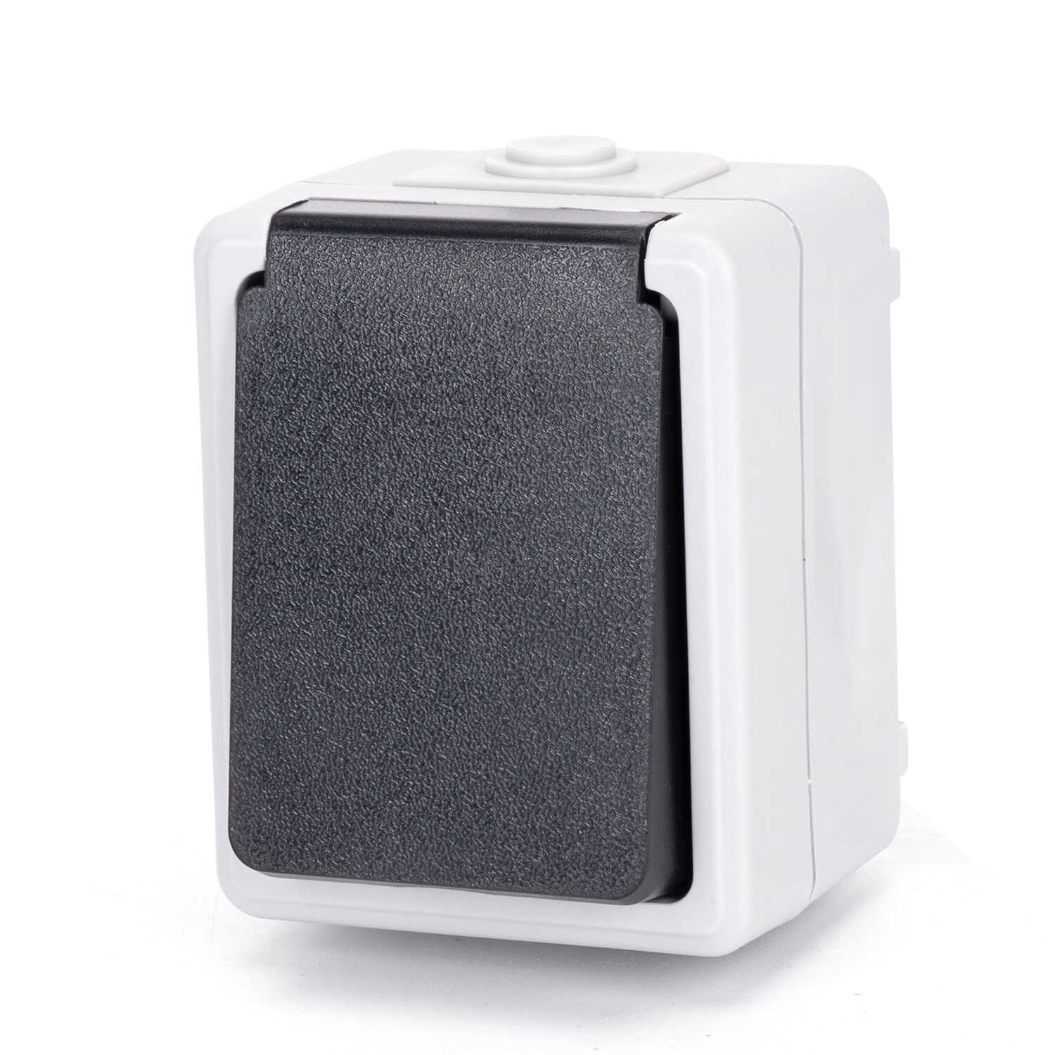 "Vízálló falon kívüli konnektor csapófedéllel IP44 szürke-fekete Aigostar Aigostar"