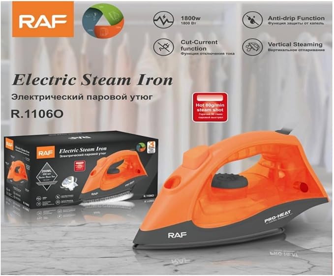 Raf R.1106O Gőzölös vasaló , 200 ml víztartállyal , narancssárga , 1800 W - Image 2