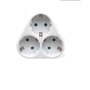 Háromszög alakú hármas elosztó adapter (1-ből 3) 16A 250V 3680W IP20 beltéri gyermekvédelemmel fehér Extra Star