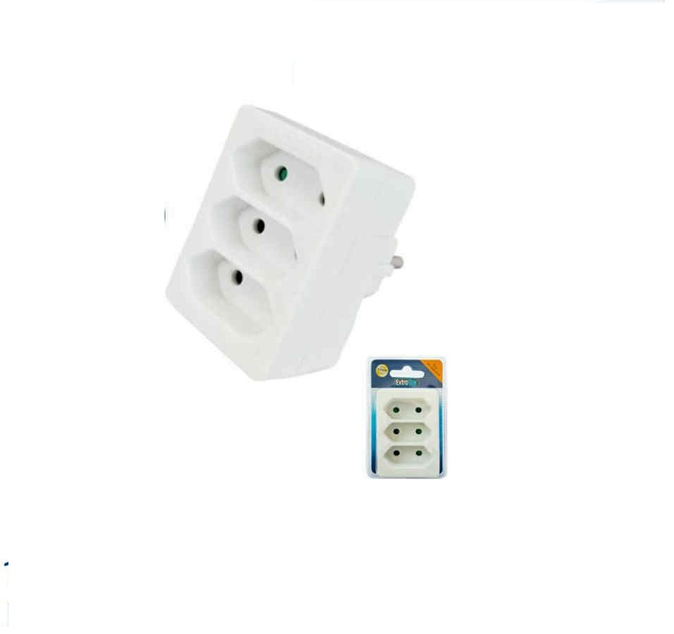 3-as elosztó Lapos Elágazó Adapter Fehér Gyermekvédelemmel 16A 3680W extra sztár