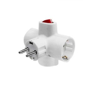 T-elosztó kapcsolóval Hármas hálózati elosztó adapter 16A 250V 3680W IP20 fehér Extra Star