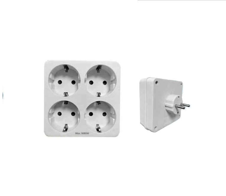 4-es hálózati elosztó adapter (1-ből 4) 16A 250V 3680W IP20 fehér Extra Star