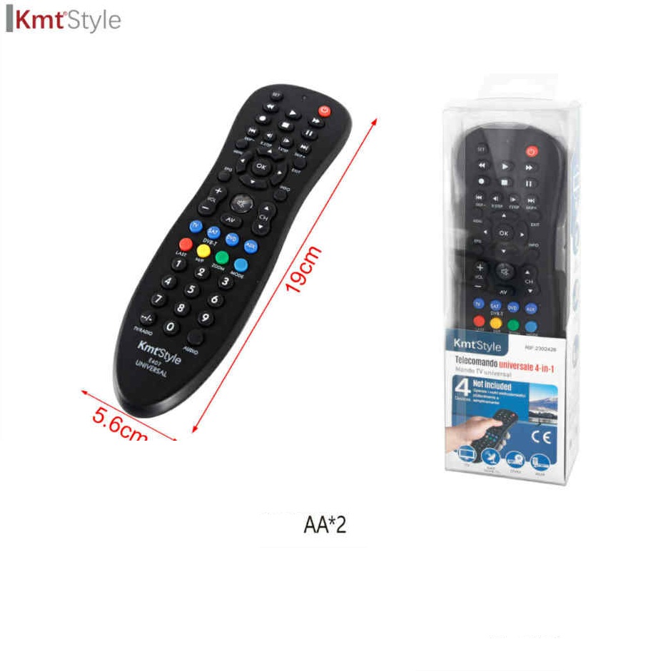 Univerzális távirányító 4 az 1-ben Ovális kialakítás Minden tv típushoz KmtStyle